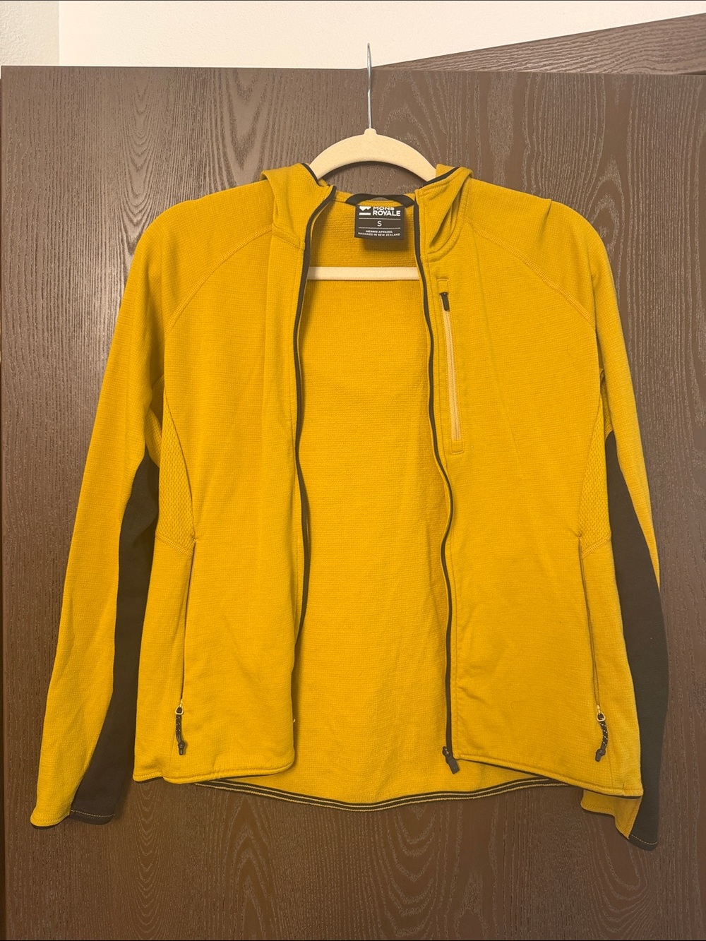 Mons Royale Women's Yellow Hooded Utility Jacket with Black Side Panels